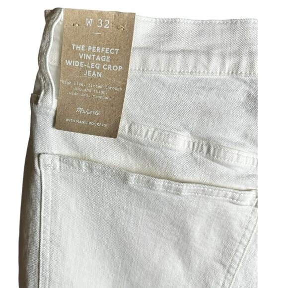 MADEWELL JEANS THE PERFECT VINTAGE WIDE-LEG CROP JEAN - WOMENS 32 WHITE - Picture 4 of 8